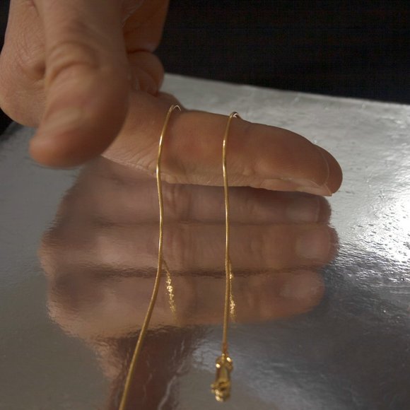 18K Gold Plated Chain Necklace, Twisted Rope Chain, Herringbone Necklace, Snake - Picture 5 of 15